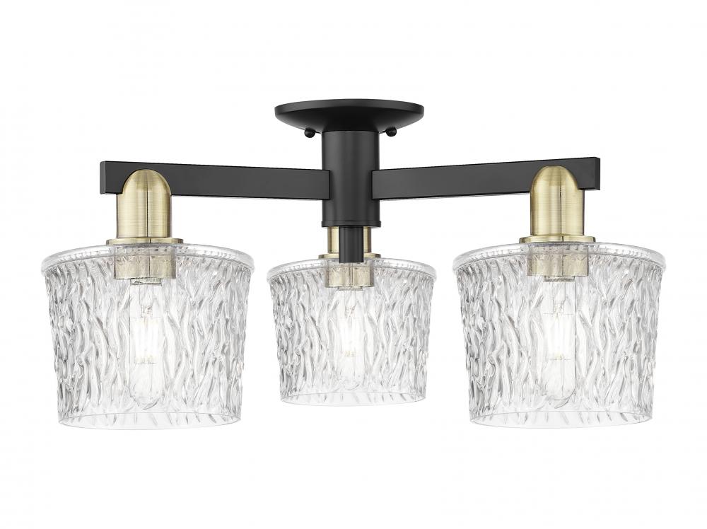 Niagara - 3 Light - 24 inch - Black Antique Brass - Semi-Flush Mount