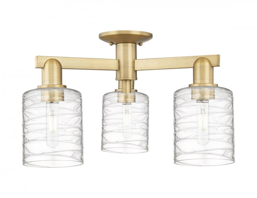 Cobbleskill - 3 Light - 23 inch - Brushed Brass - Semi-Flush Mount