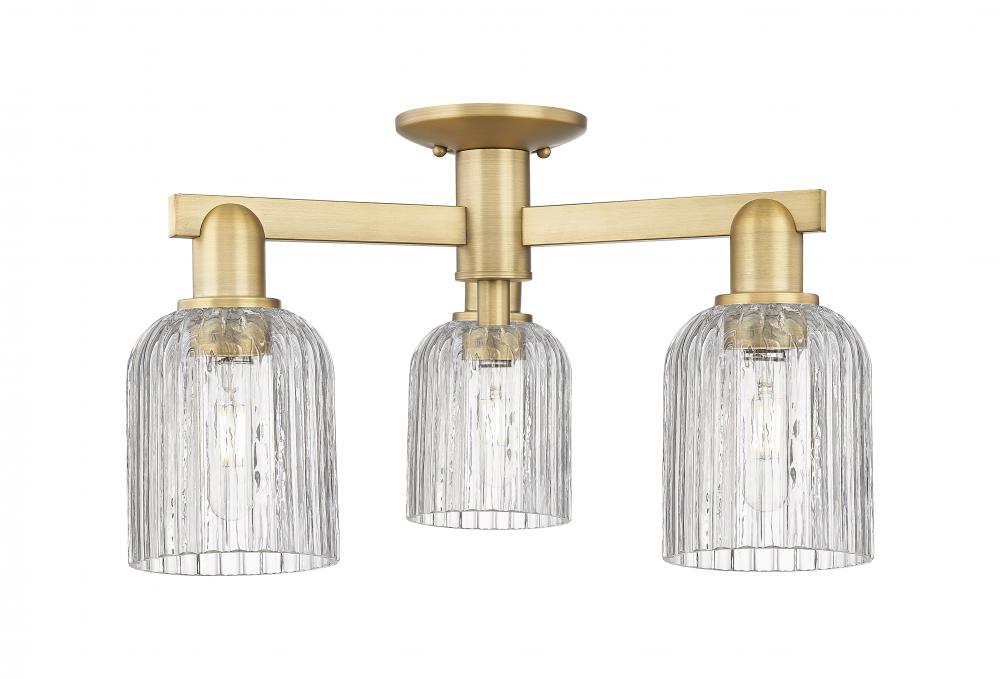 Bridal Veil - 3 Light - 6 inch - Brushed Brass - Semi-Flush Mount