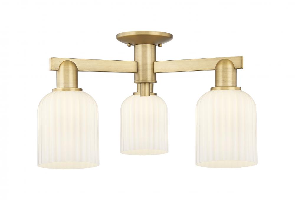 Bridal Veil - 3 Light - 6 inch - Brushed Brass - Semi-Flush Mount