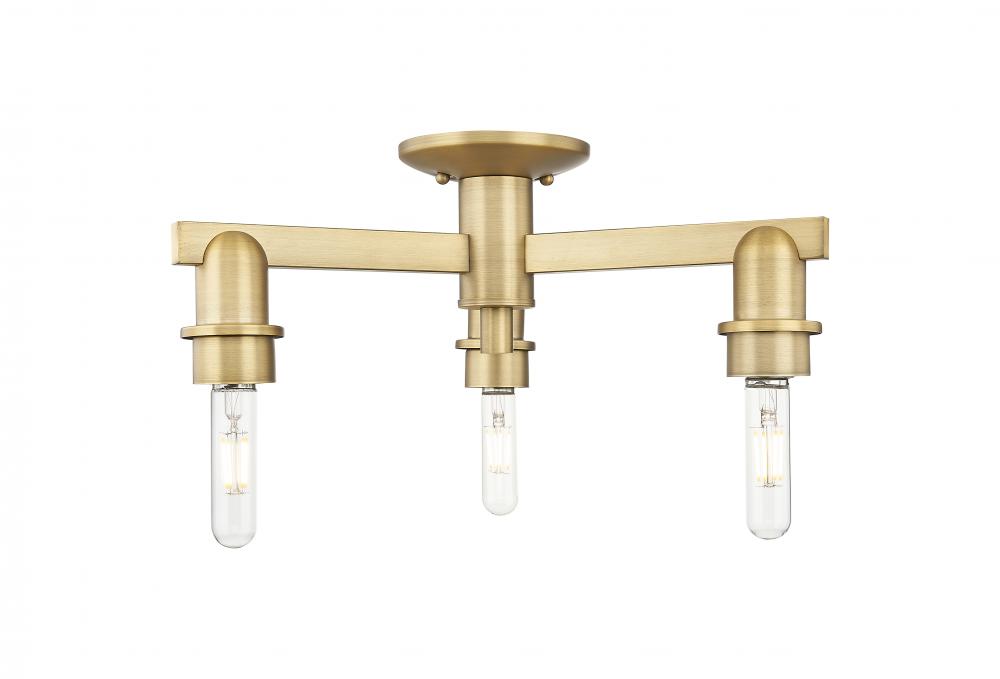 Arcadia - 3 Light - 20 inch - Brushed Brass - Semi-Flush Mount