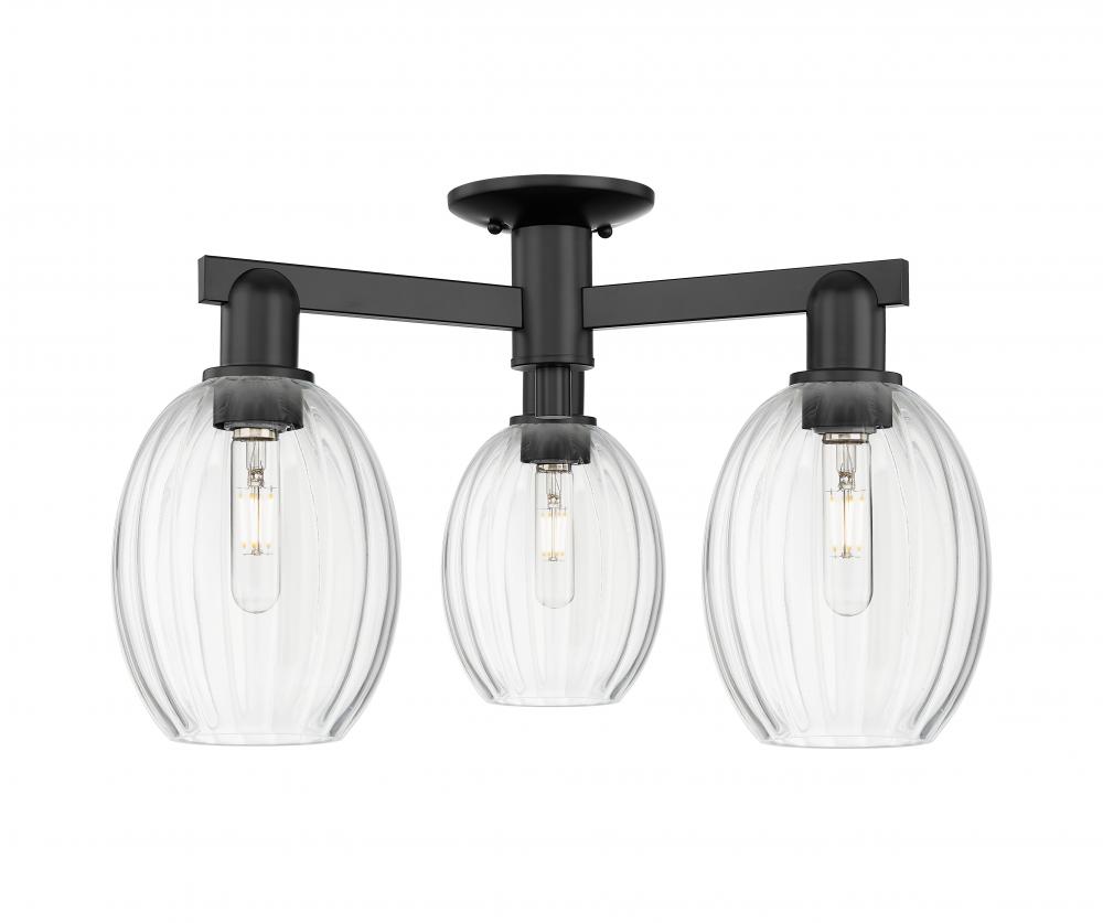 Preston Bulb - 3 Light - 6 inch - Matte Black - Semi-Flush Mount