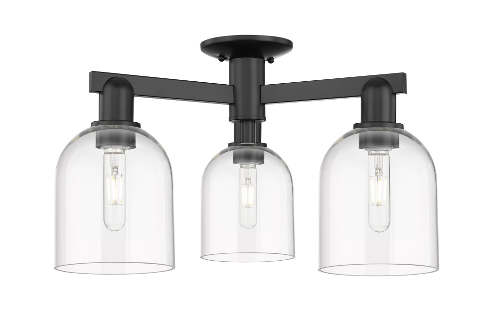 Bella - 3 Light - 23 inch - Matte Black - Semi-Flush Mount