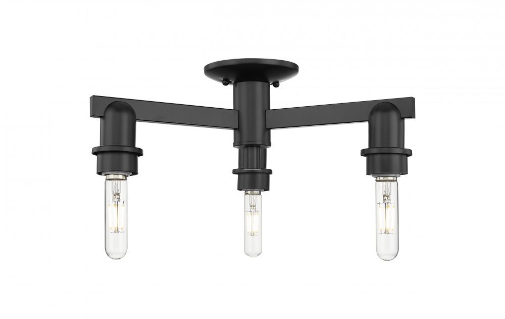 Arcadia - 3 Light - 20 inch - Matte Black - Semi-Flush Mount