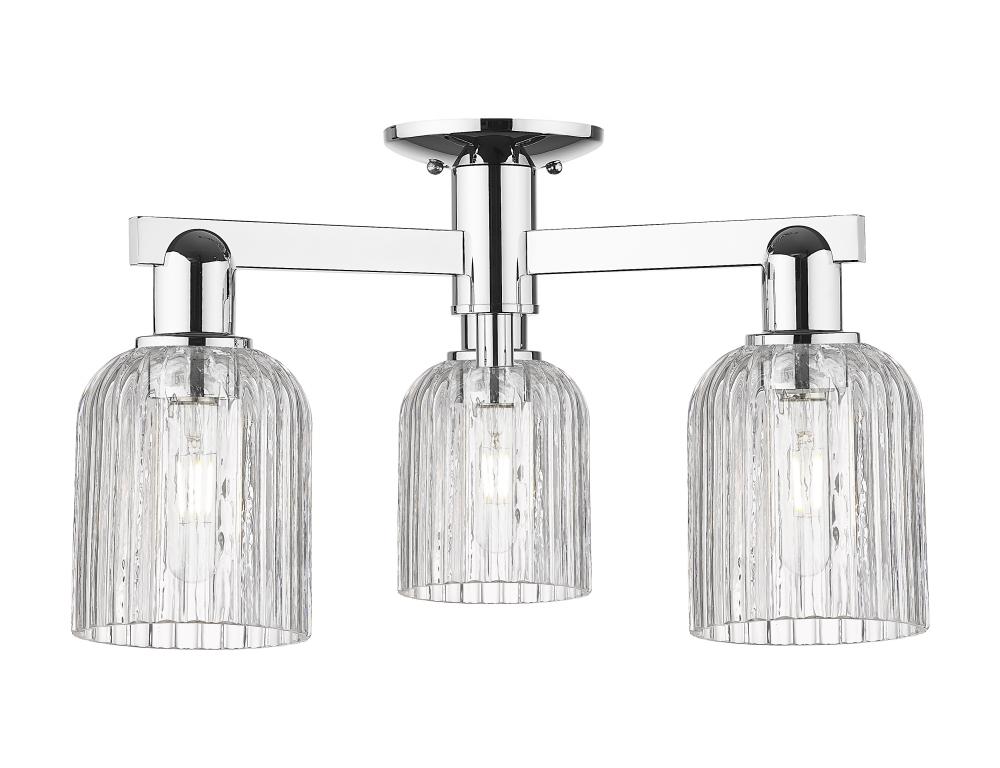 Bridal Veil - 3 Light - 6 inch - Polished Chrome - Semi-Flush Mount
