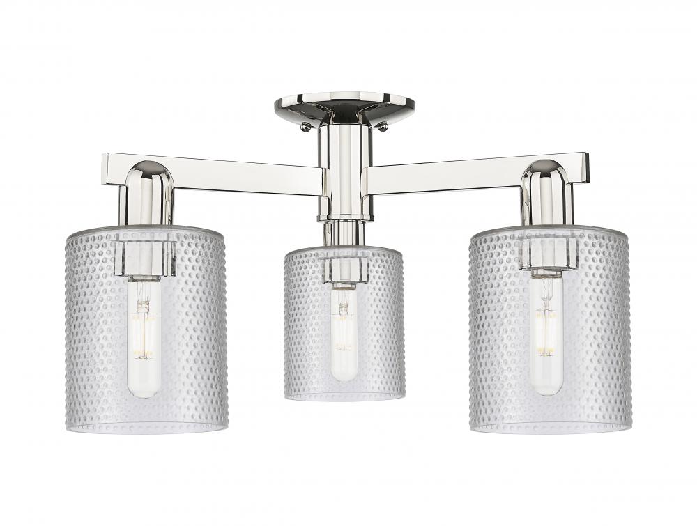 Cobbleskill - 3 Light - 23 inch - Polished Nickel - Semi-Flush Mount