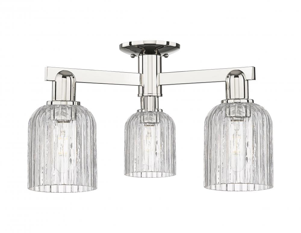 Bridal Veil - 3 Light - 6 inch - Polished Nickel - Semi-Flush Mount