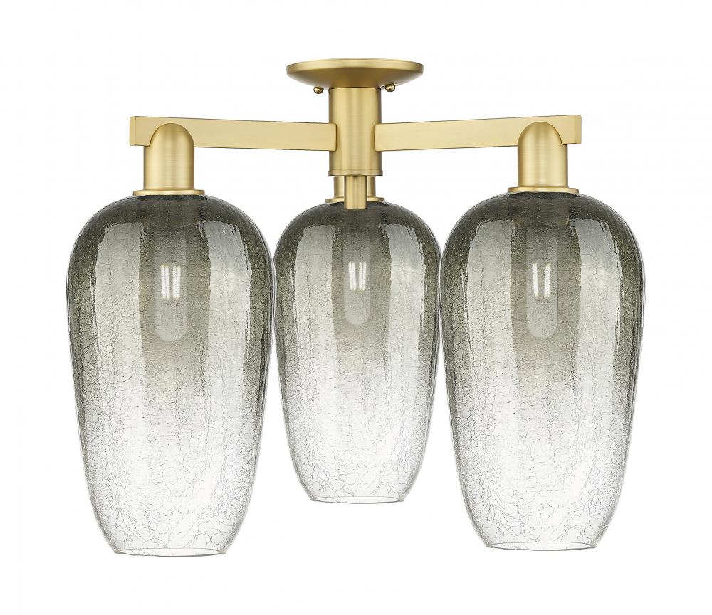 Brookhaven Flute - 3 Light - 6 inch - Satin Gold - Semi-Flush Mount