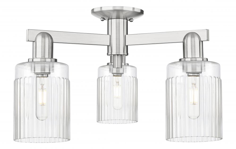 Hadley - 3 Light - 22 inch - Brushed Satin Nickel - Semi-Flush Mount