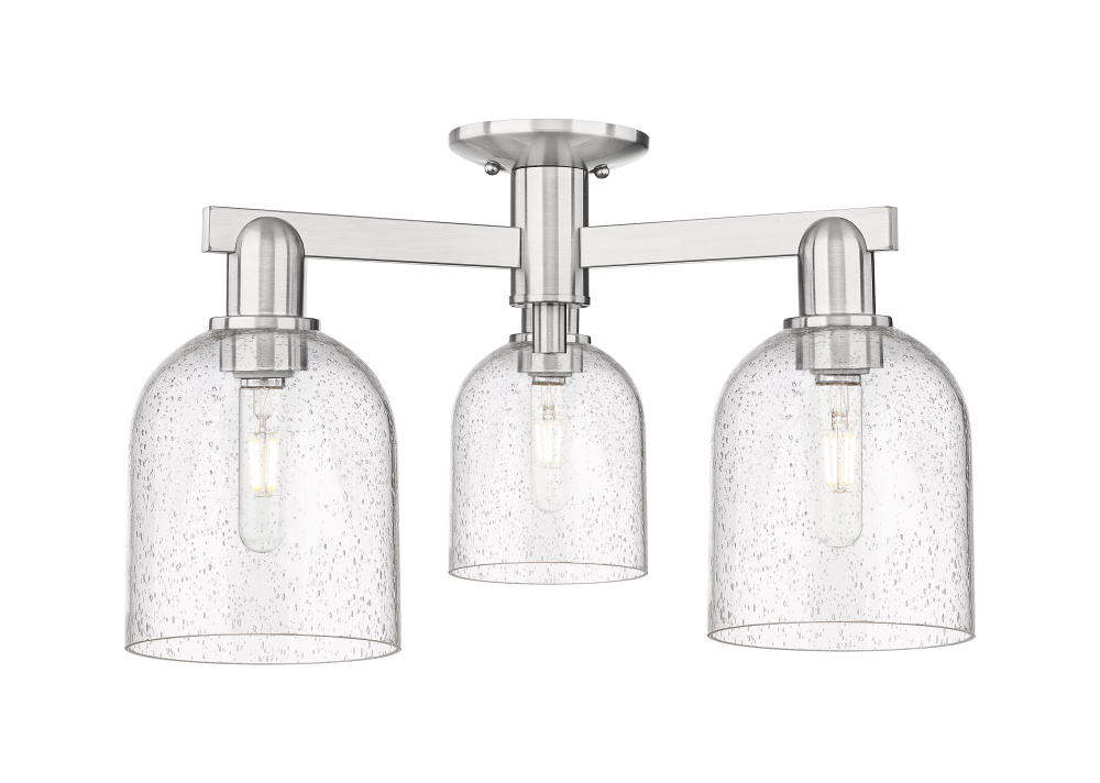 Bella - 3 Light - 23 inch - Brushed Satin Nickel - Semi-Flush Mount