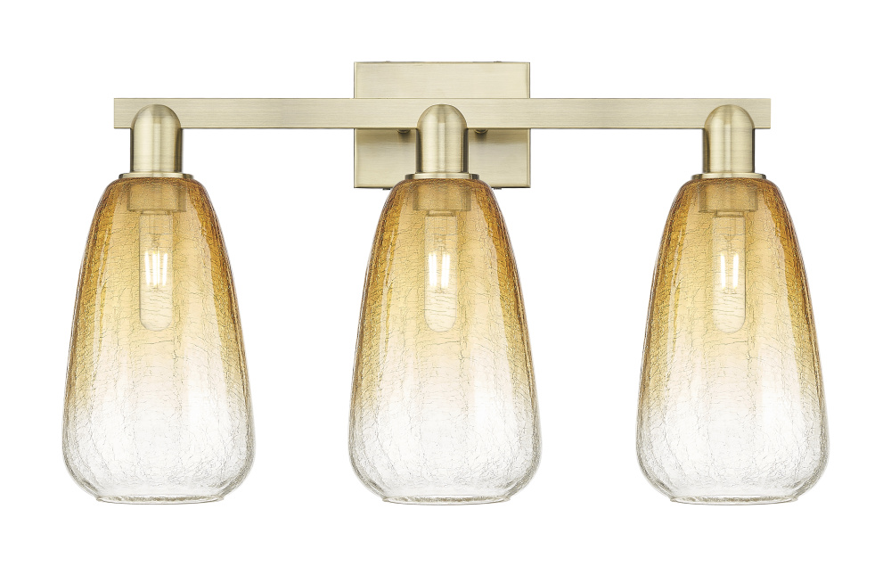 Brookhaven Almond - 3 Light - 26 inch - Antique Brass - Bath Vanity Light