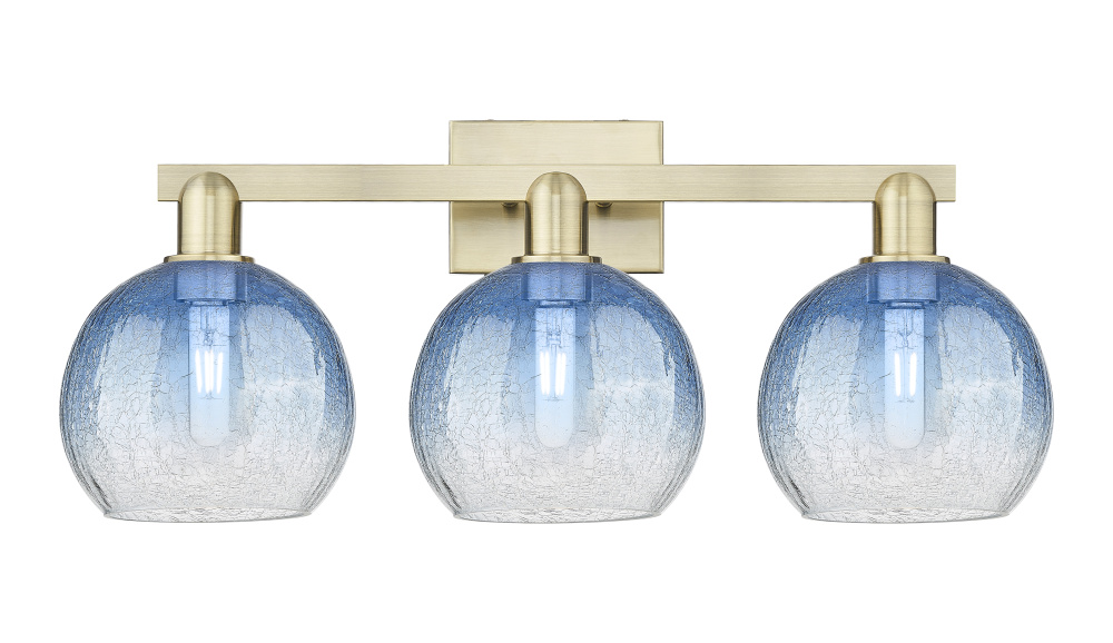 Brookhaven Globe - 3 Light - 26 inch - Antique Brass - Bath Vanity Light