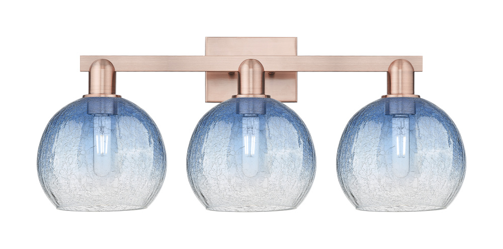 Brookhaven Globe - 3 Light - 26 inch - Antique Copper - Bath Vanity Light