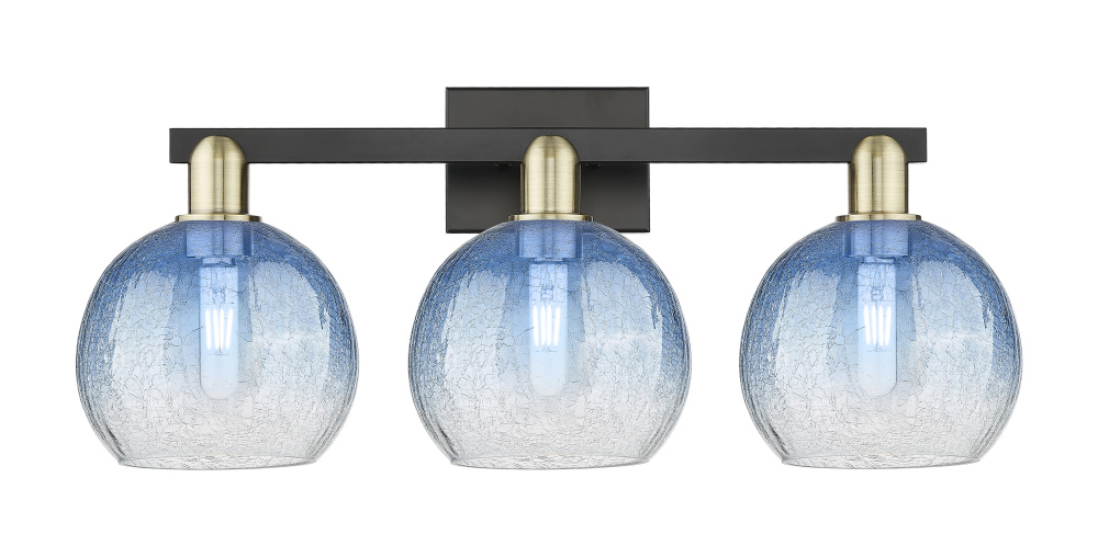 Brookhaven Globe - 3 Light - 26 inch - Black Antique Brass - Bath Vanity Light
