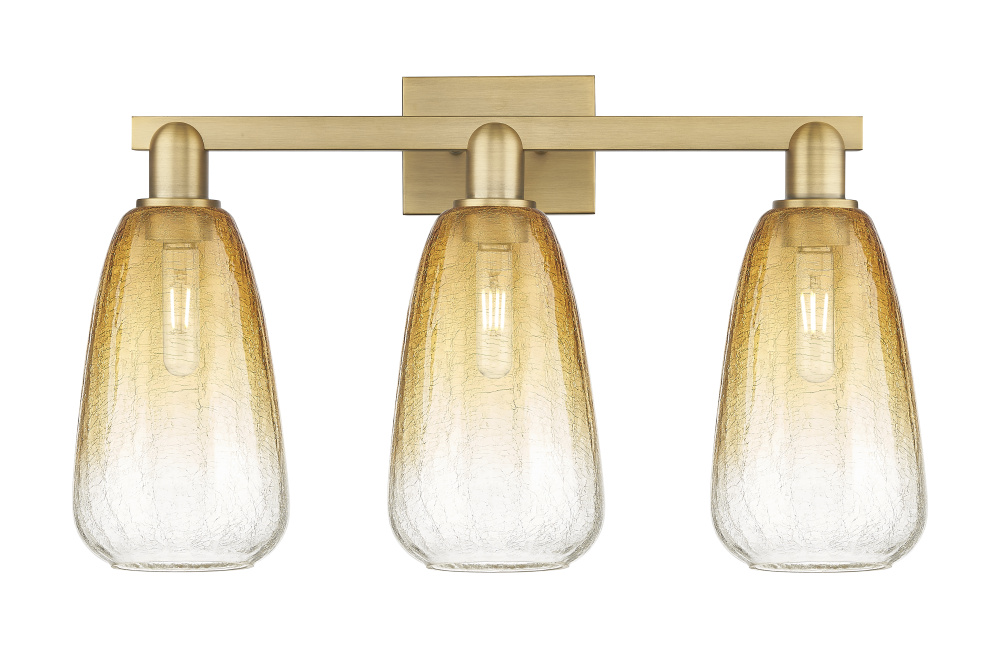 Brookhaven Almond - 3 Light - 26 inch - Brushed Brass - Bath Vanity Light