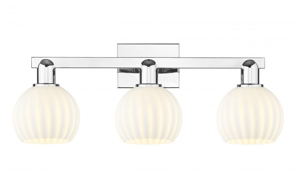 White Venetian - 3 Light - 25 inch - Polished Chrome - Bath Vanity Light