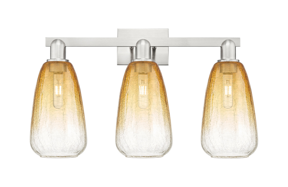 Brookhaven Almond - 3 Light - 26 inch - Brushed Satin Nickel - Bath Vanity Light