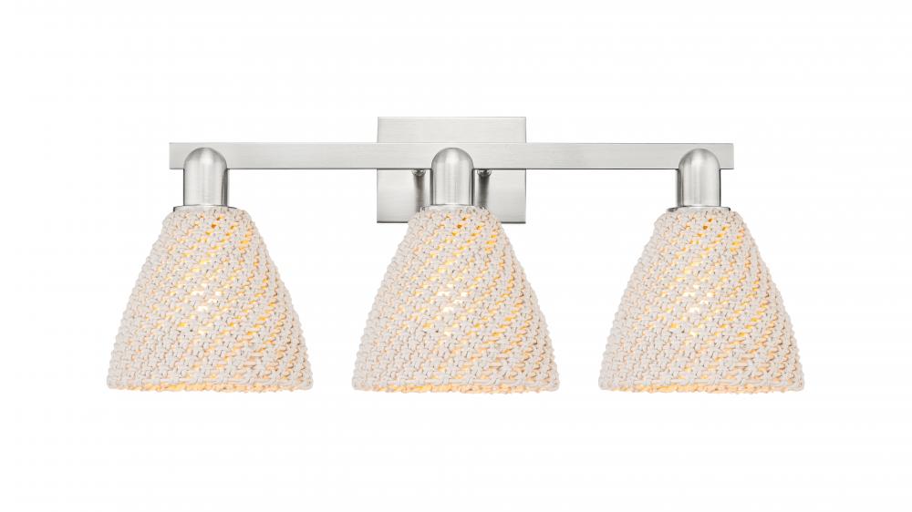 Bristol Natural - 3 Light - 26 inch - Brushed Satin Nickel - Bath Vanity Light