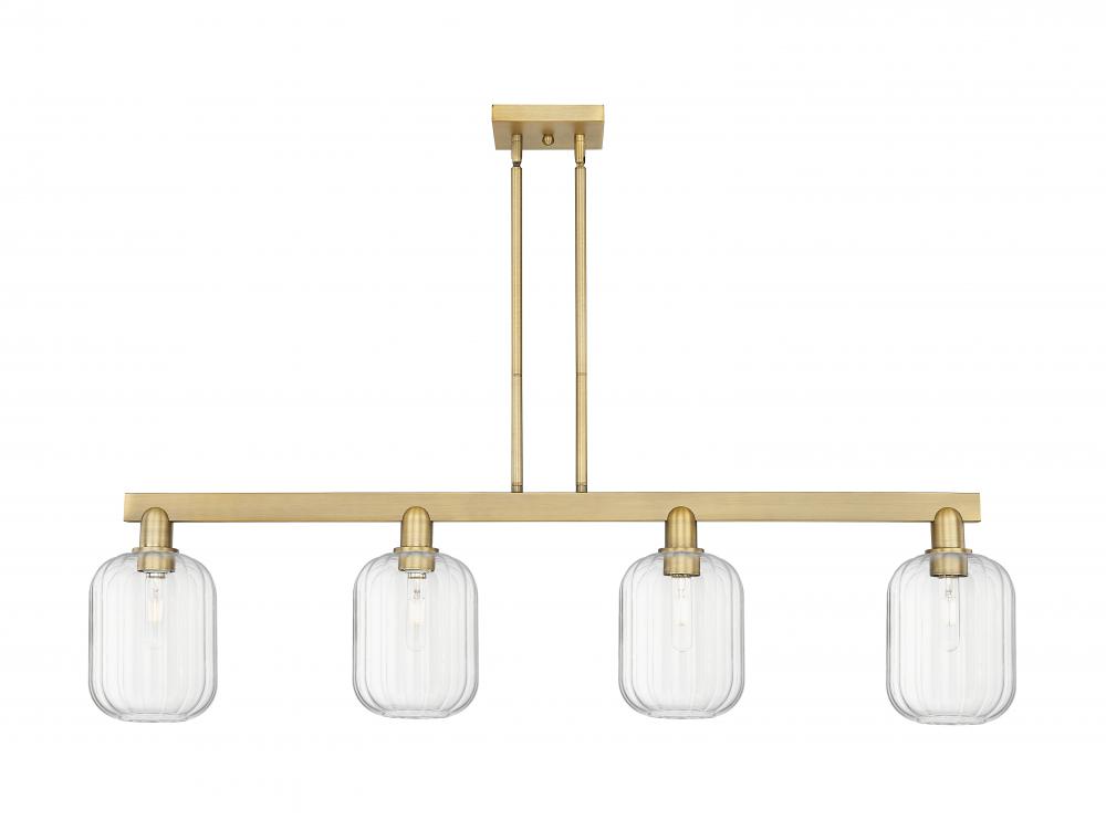 Preston Cylinder - 4 Light - 48 inch - Brushed Brass - Stem hung - Island Light