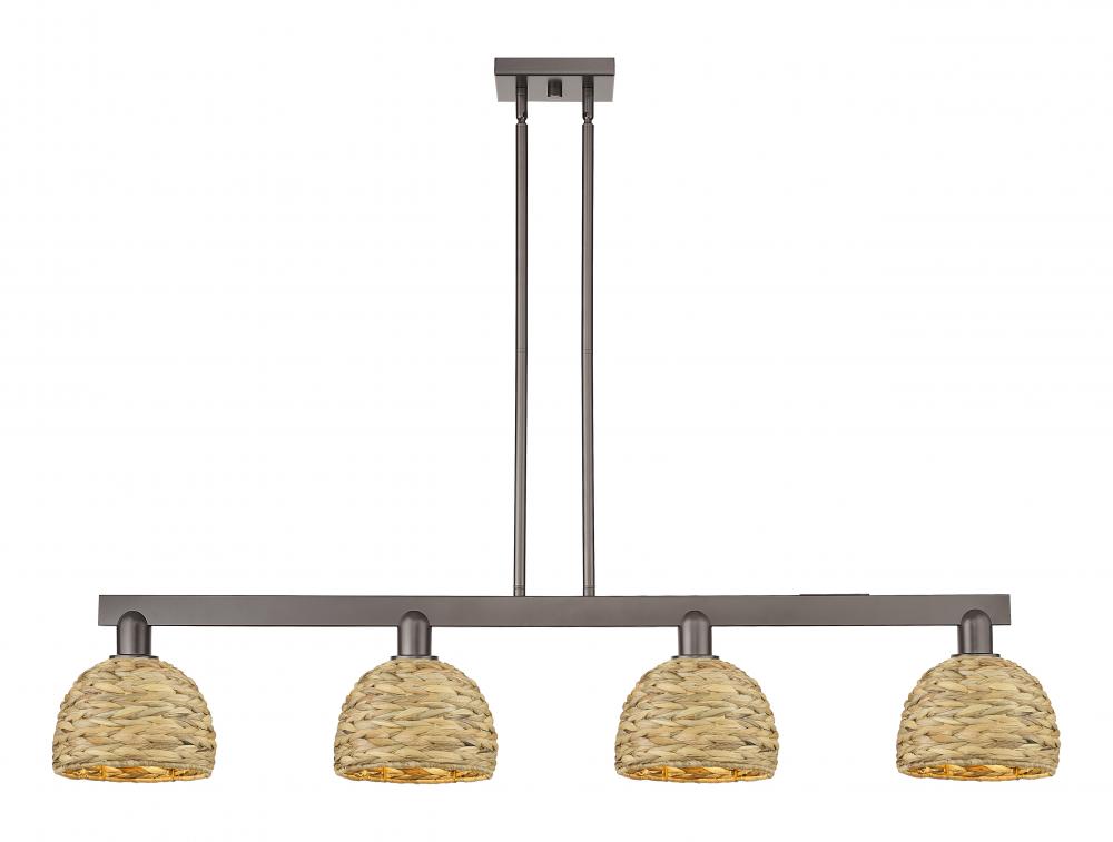 Woven Rattan - 4 Light - 51 inch - Oil Rubbed Bronze - Stem hung - Island Light
