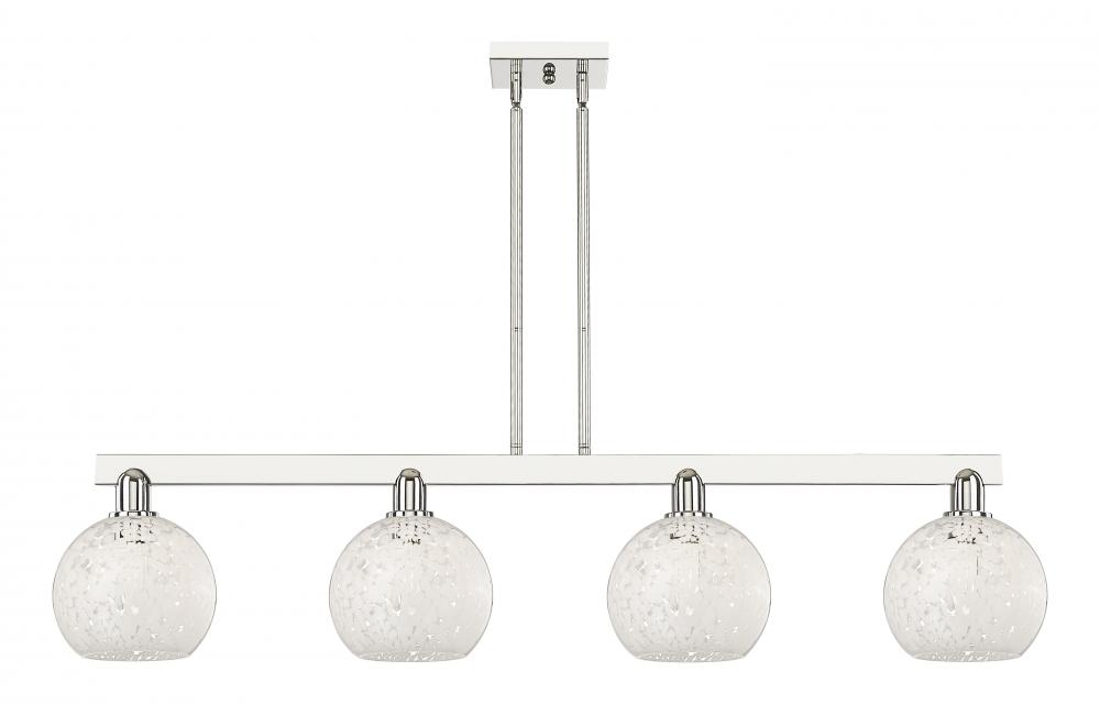 White Mouchette - 4 Light - 51 inch - Polished Nickel - Stem hung - Island Light