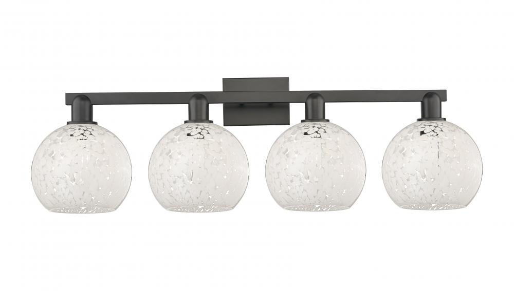White Mouchette - 4 Light - 35 inch - Matte Black - Bath Vanity Light