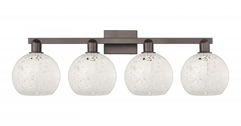 White Mouchette - 4 Light - 35 inch - Oil Rubbed Bronze - Bath Vanity Light