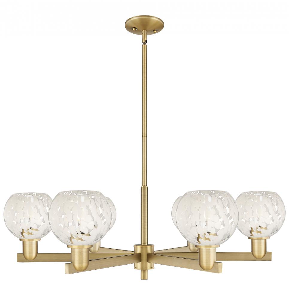 White Mouchette - 6 Light - 36 inch - Brushed Brass - Stem hung - Chandelier