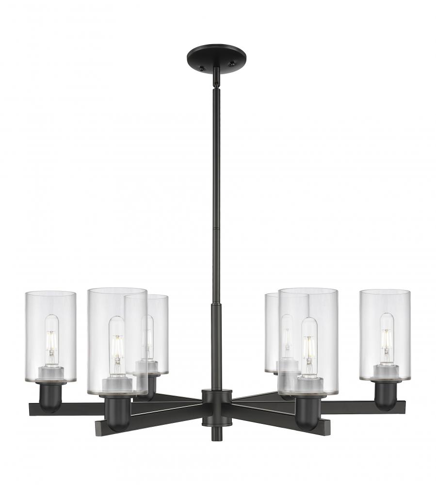 Clymer - 6 Light - 34 inch - Matte Black - Stem hung - Chandelier