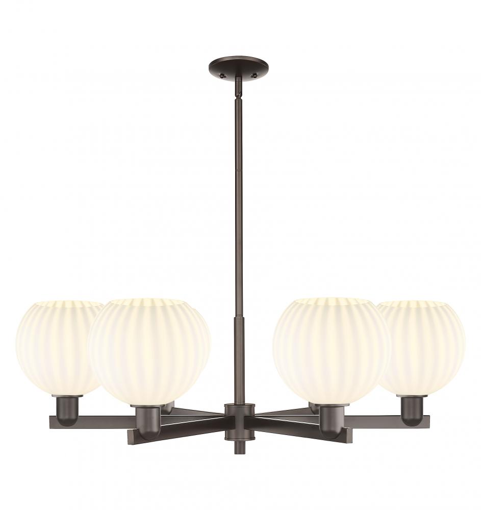 White Venetian - 6 Light - 38 inch - Oil Rubbed Bronze - Stem hung - Chandelier
