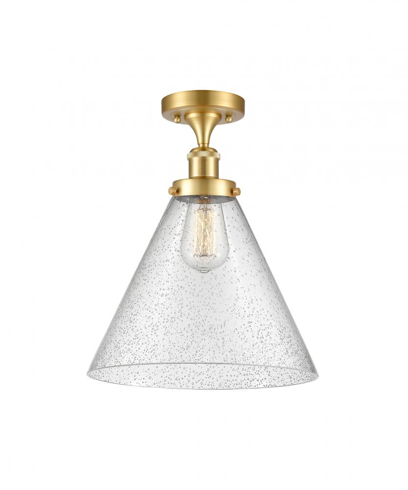 Cone - 1 Light - 12 inch - Satin Gold - Semi-Flush Mount