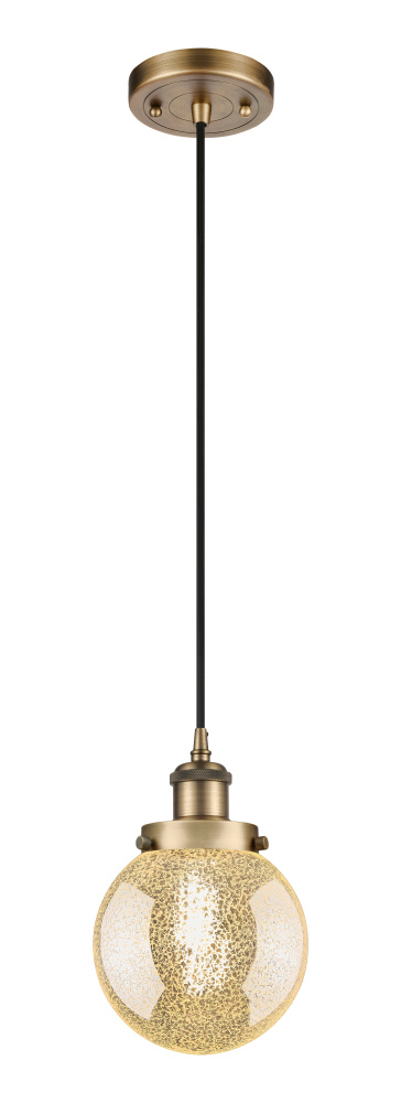 Beacon - 1 Light - 6 inch - Brushed Brass - Cord hung - Mini Pendant