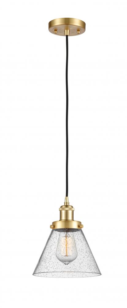 Cone - 1 Light - 8 inch - Satin Gold - Cord hung - Mini Pendant
