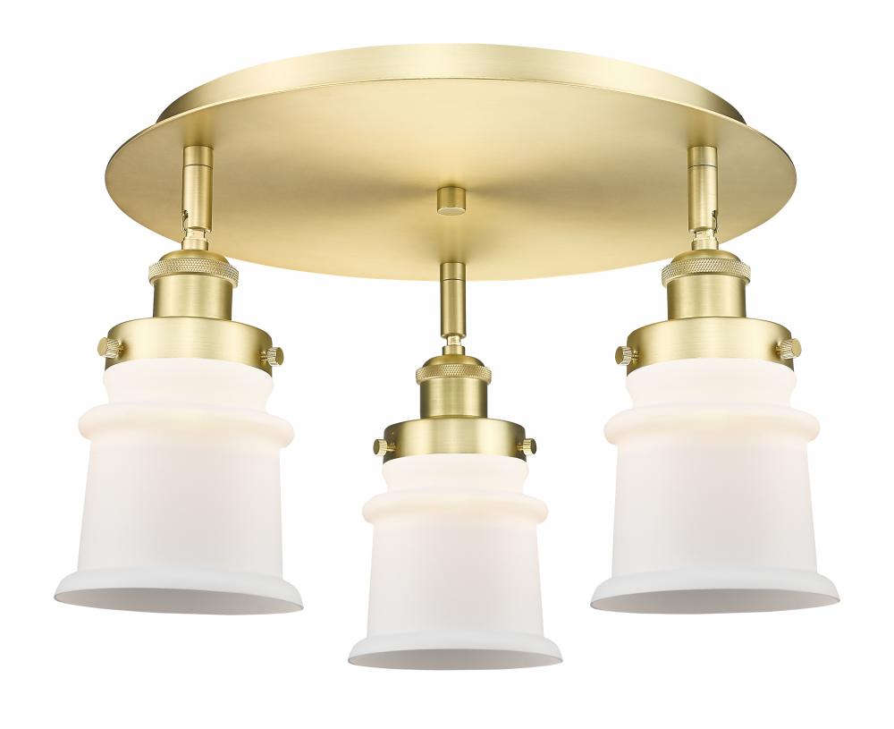 Canton - 3 Light - 17 inch - Satin Gold - Semi-Flush Mount