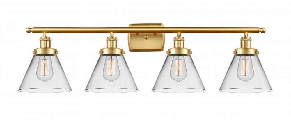 Cone - 4 Light - 38 inch - Satin Gold - Bath Vanity Light