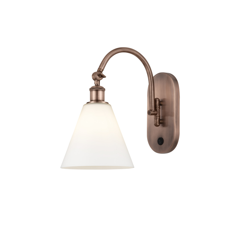 Berkshire Glass - 1 Light - 8 inch - Antique Copper - Sconce