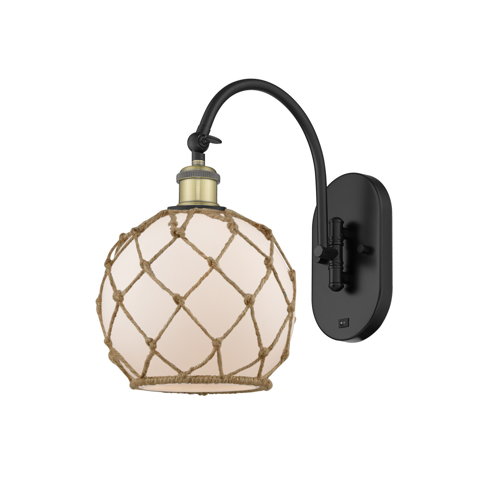 Farmhouse Rope - 1 Light - 8 inch - Black Antique Brass - Adjustable - Sconce