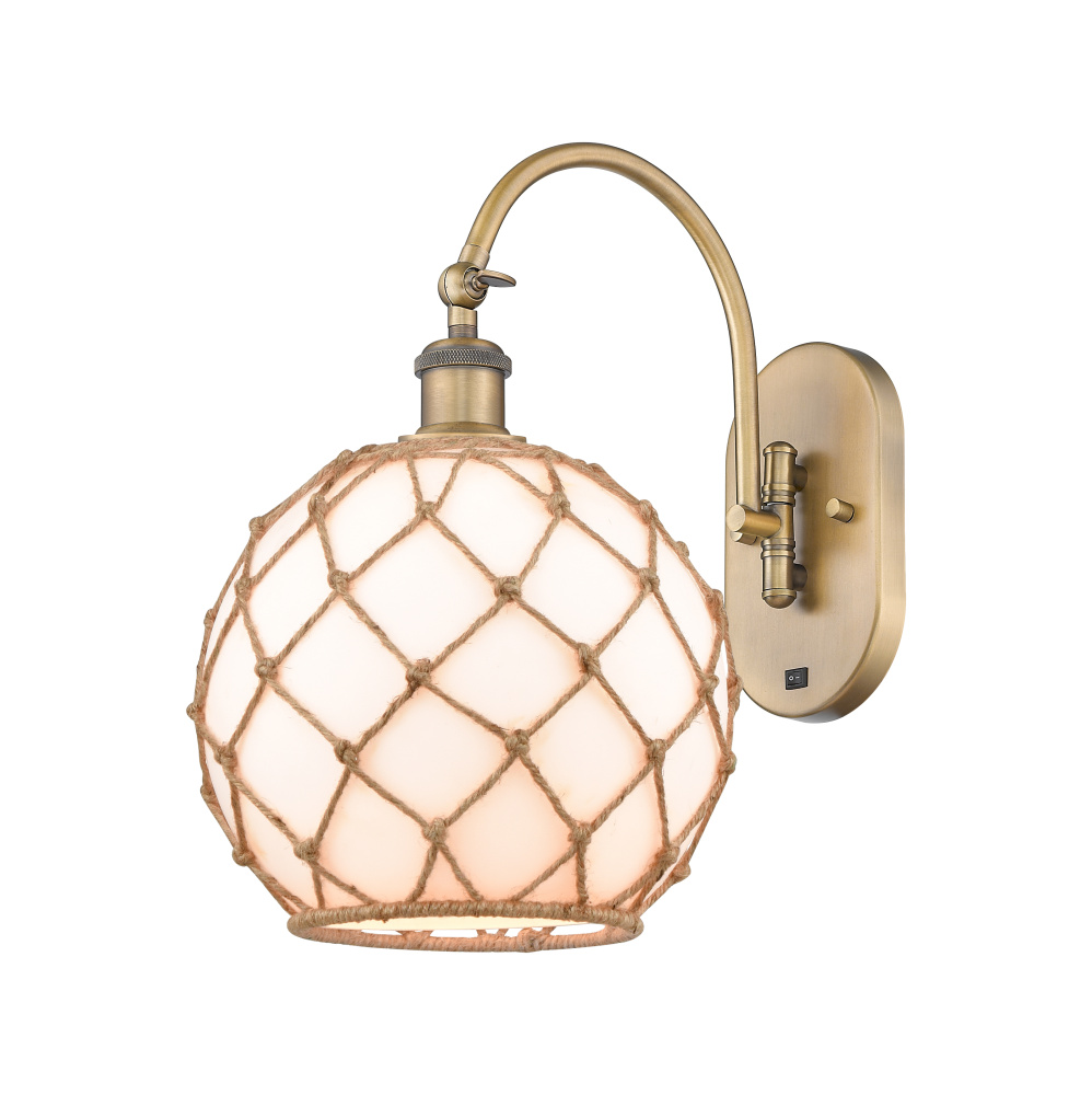 Farmhouse Rope - 1 Light - 10 inch - Brushed Brass - Adjustable - Sconce