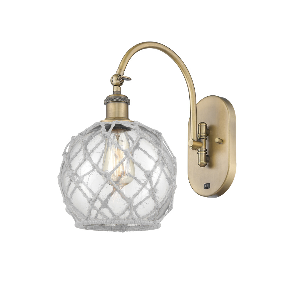 Farmhouse Rope - 1 Light - 8 inch - Brushed Brass - Adjustable - Sconce