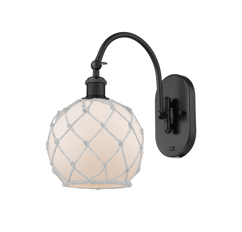 Farmhouse Rope - 1 Light - 8 inch - Matte Black - Adjustable - Sconce
