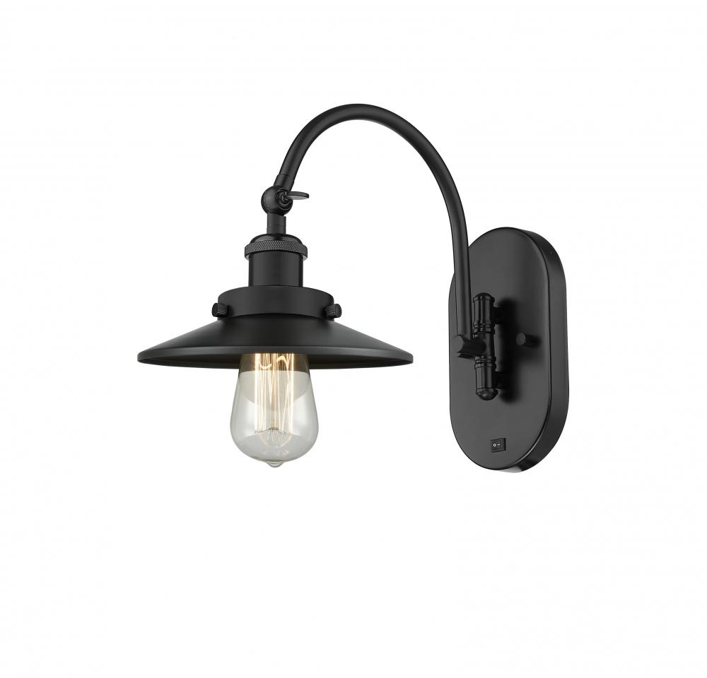 Railroad - 1 Light - 8 inch - Matte Black - Adjustable Swing Arm