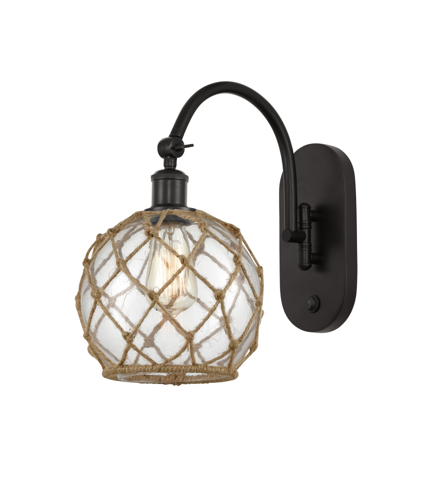 Farmhouse Rope - 1 Light - 8 inch - Oil Rubbed Bronze - Adjustable - Sconce