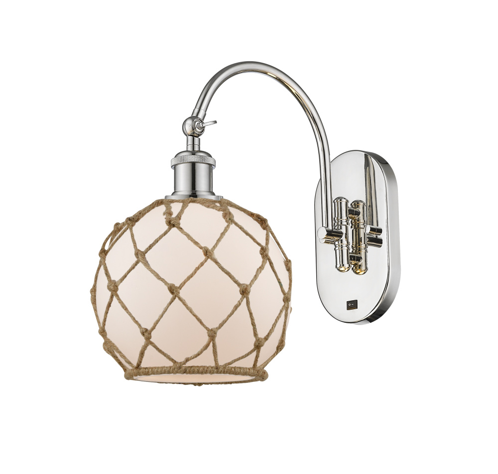 Farmhouse Rope - 1 Light - 8 inch - Polished Nickel - Adjustable - Sconce
