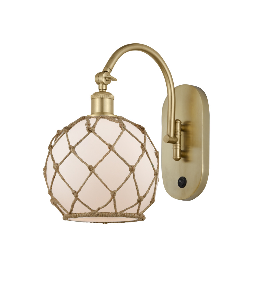Farmhouse Rope - 1 Light - 8 inch - Satin Gold - Adjustable - Sconce