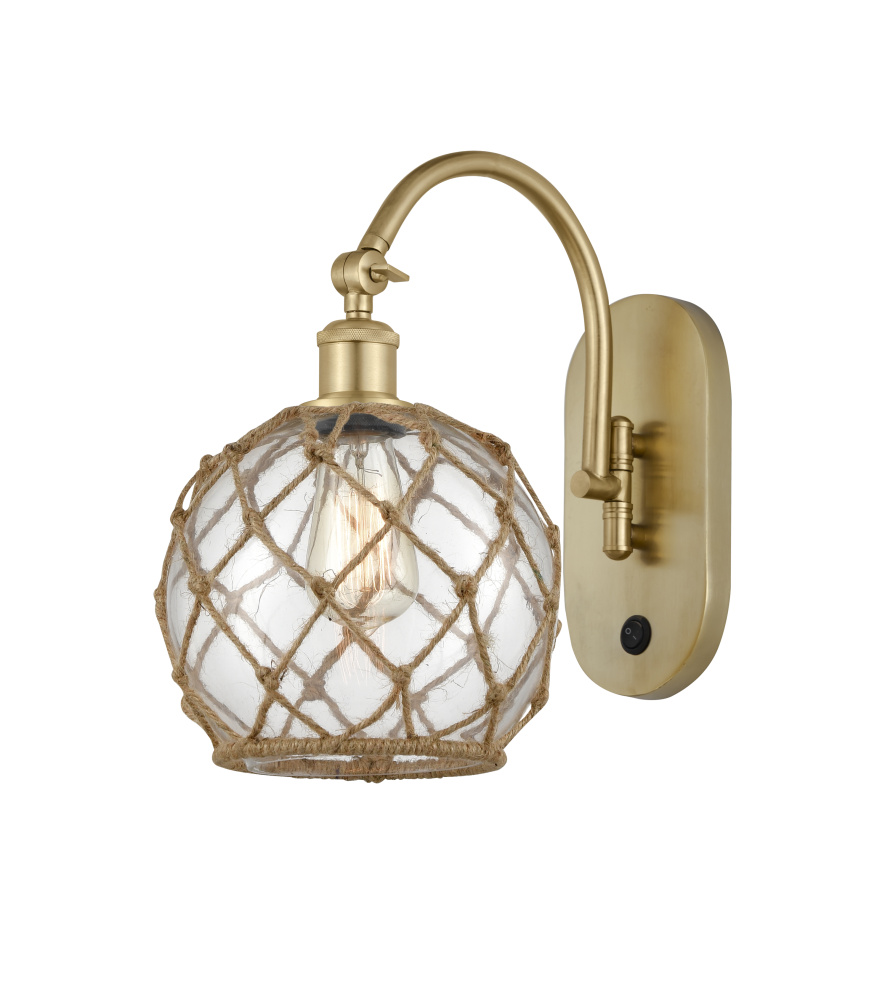 Farmhouse Rope - 1 Light - 8 inch - Satin Gold - Adjustable - Sconce