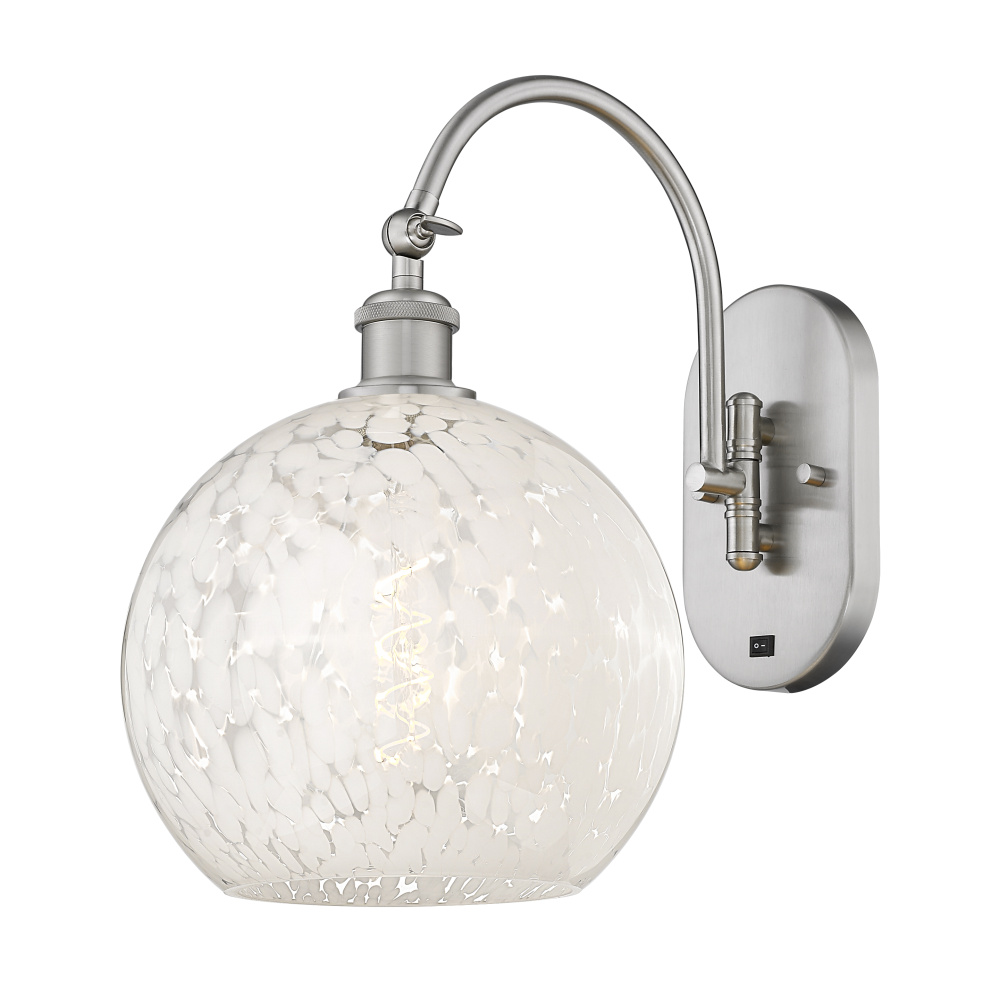 White Mouchette - 1 Light - 10 inch - Brushed Satin Nickel - Sconce
