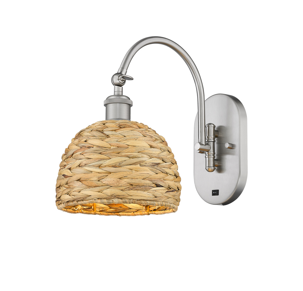 Woven Rattan - 1 Light - 8 inch - Brushed Satin Nickel - Sconce