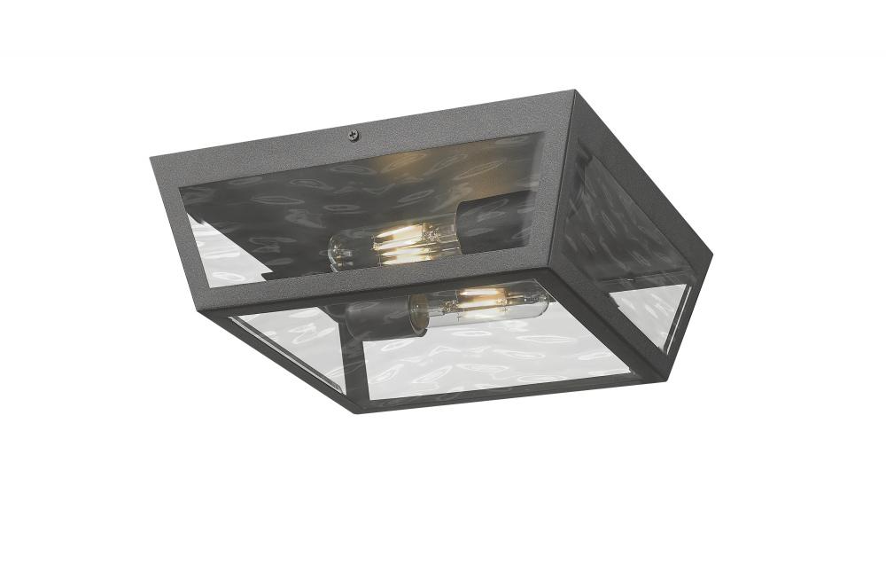 Madison - 2 Light - 12 inch - Matte Black - Coastal Outdoor Flush Mount