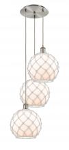 Innovations Lighting 113B-3P-SN-G121-10RW - Farmhouse Rope - 3 Light - 17 inch - Brushed Satin Nickel - Cord Hung - Multi Pendant