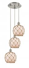 Innovations Lighting 113B-3P-SN-G121-8RB - Farmhouse Rope - 3 Light - 15 inch - Brushed Satin Nickel - Cord Hung - Multi Pendant
